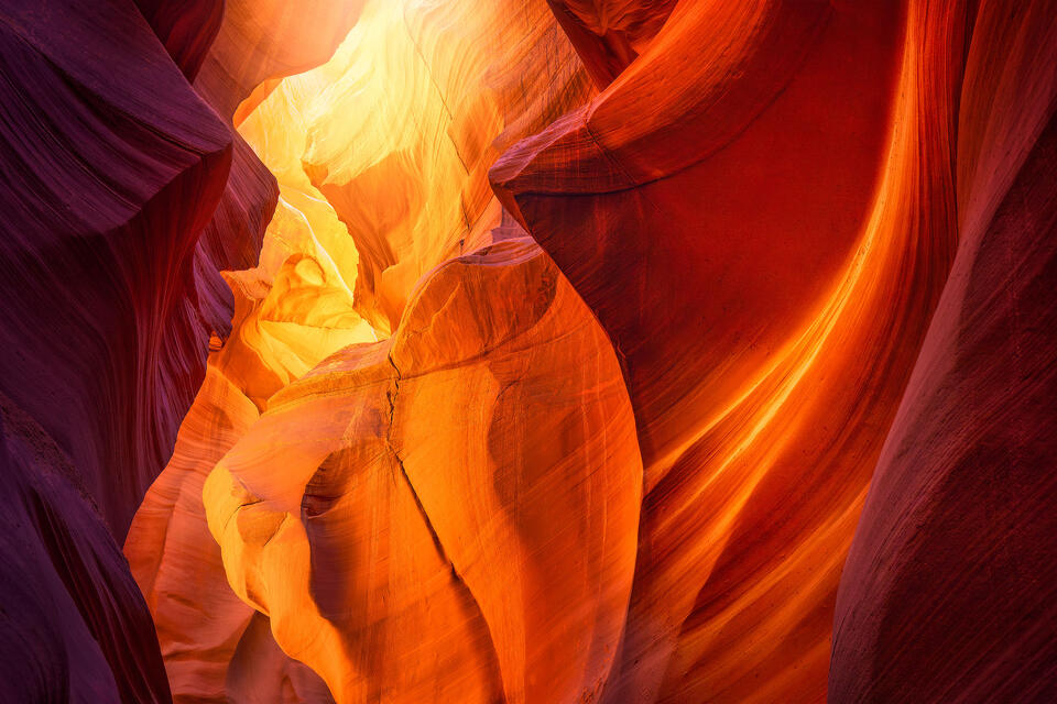 There is perhaps no better place to experience the perfect union of light and shape than within the depths of a sandstone slot canyon.