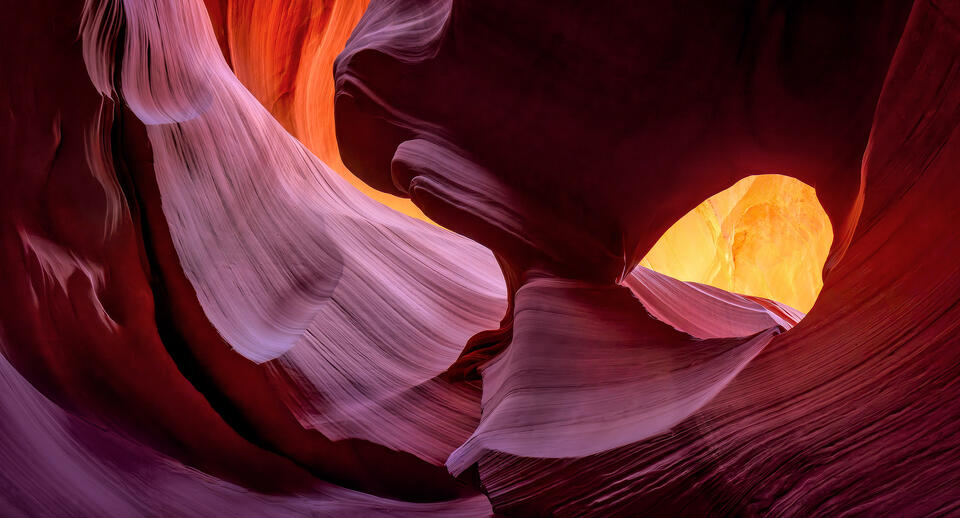Swirling stone and reflected light made this section of Antelope Canyon appear as a giant, glowing eye keeping watch.