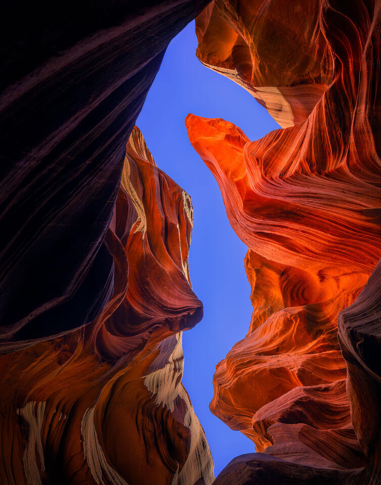 A view looking up from Antelope Canyon.