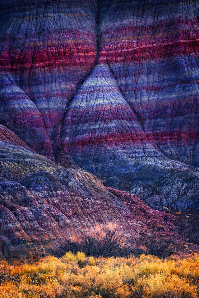 The colors and textures of the badlands pictured here, I immediately thought that it resembled the skin of an elephant.
