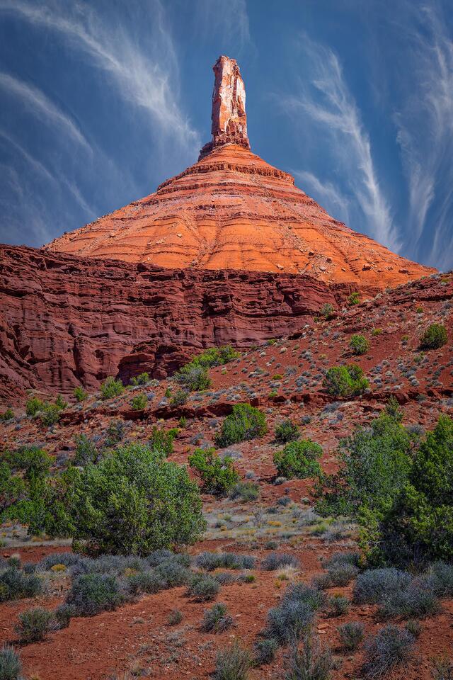 Castleton Tower near Moab, Utah, on a beautiful spring afternoon.