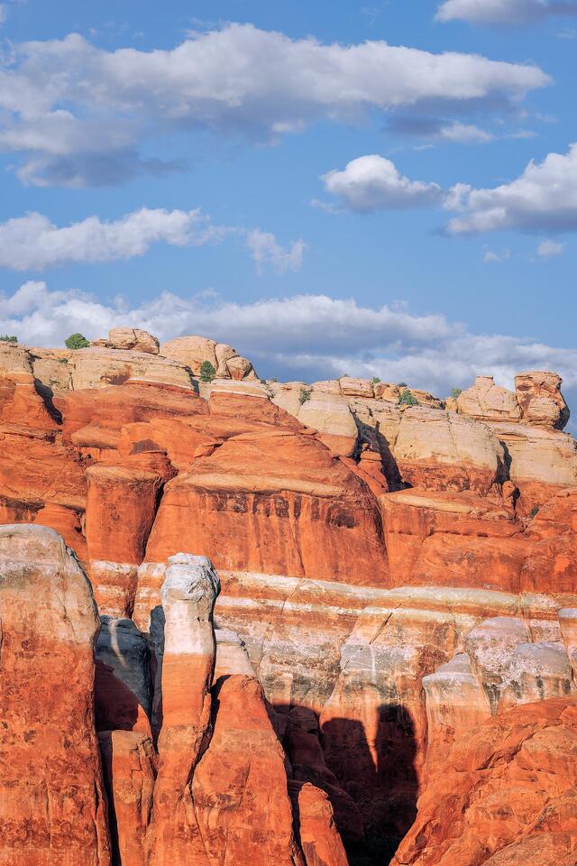 Beautiful rock formations on a sunny day in Utah's Arches National Park.