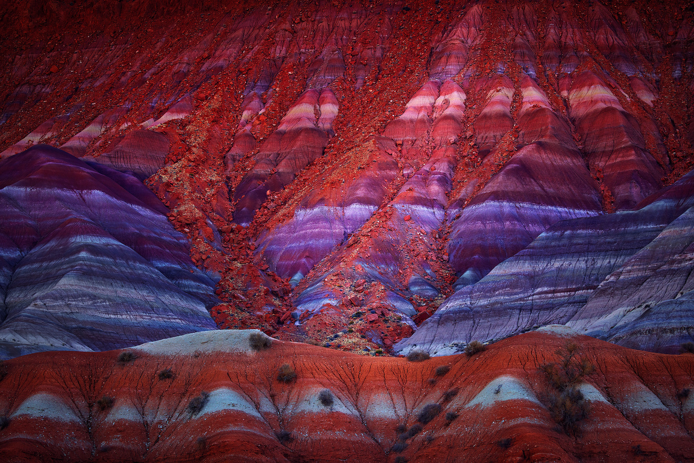 Color Canyon The presence of various minerals in bentonite clay can lead to some incredibly colorful layers of badlands.